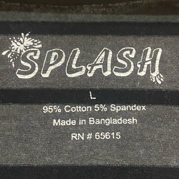 Splash black grey striped vneck button front lightweight Cardigan junior large - Picture 2 of 5